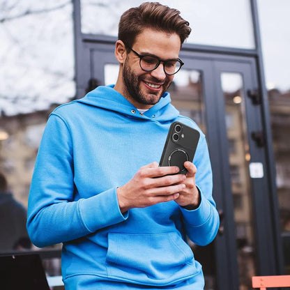 For iPhone 17 Carbon Fiber Texture MagSafe Phone Case with Holder(Black) - iPhone 17 Cases by buy2fix | Online Shopping UK | buy2fix