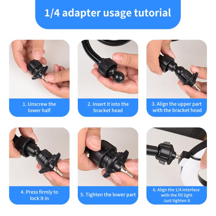 8 inch Striped Selfie Live Streaming Photography Lazy Stand LED Ring Fill Light Set(Black) - Ring Light by buy2fix | Online Shopping UK | buy2fix