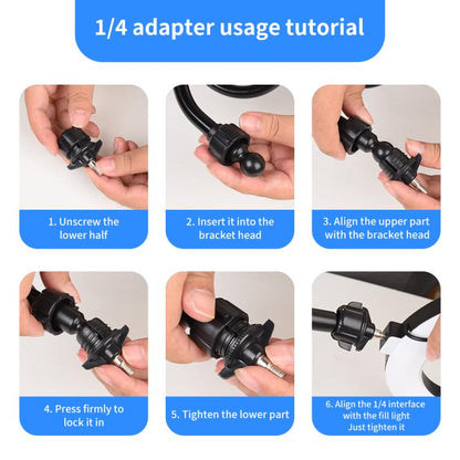 8 inch Striped Selfie Live Streaming Photography Lazy Stand LED Ring Fill Light Set(Black) - Ring Light by buy2fix | Online Shopping UK | buy2fix