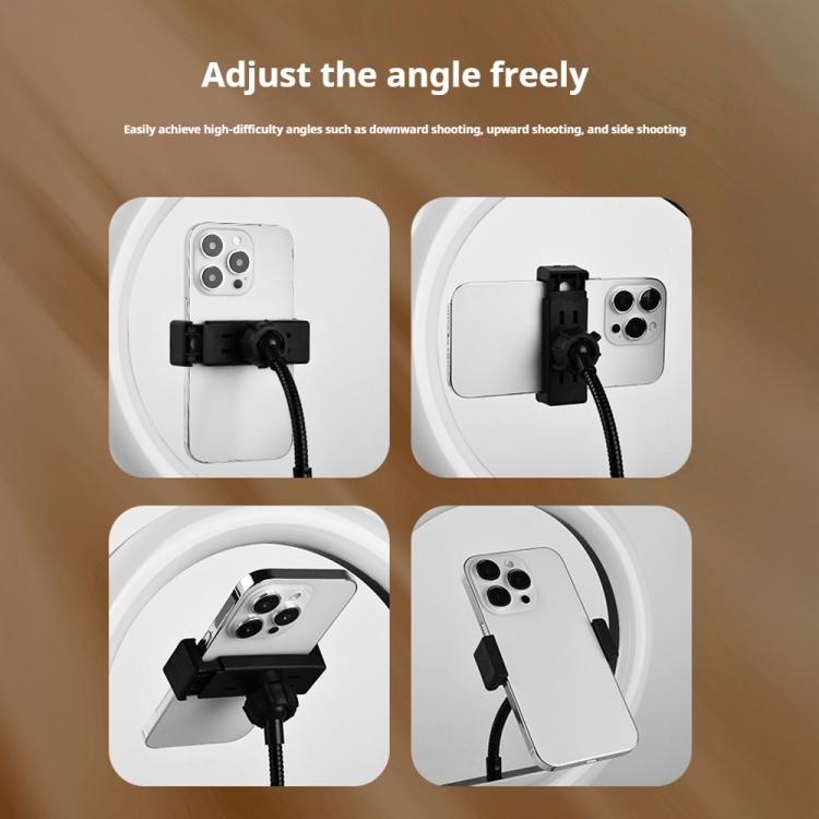 8 inch Striped Selfie Live Streaming Photography Lazy Stand LED Ring Fill Light Set(Black) - Ring Light by buy2fix | Online Shopping UK | buy2fix