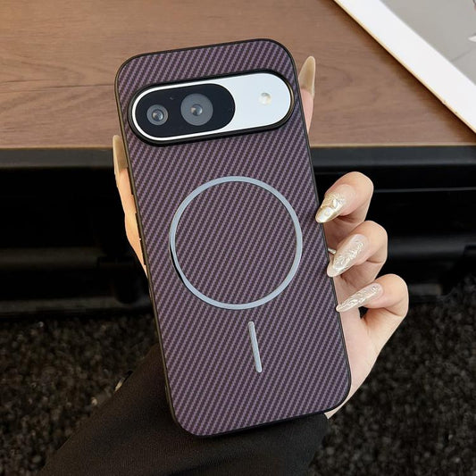 For Google Pixel 10 / 10 Pro Carbon Fiber Texture MagSafe Phone Case(Purple) - Google Cases by buy2fix | Online Shopping UK | buy2fix