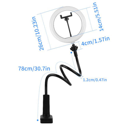 10 inch Striped Selfie Live Streaming Photography Lazy Stand LED Ring Fill Light Set(Black) - Ring Light by buy2fix | Online Shopping UK | buy2fix