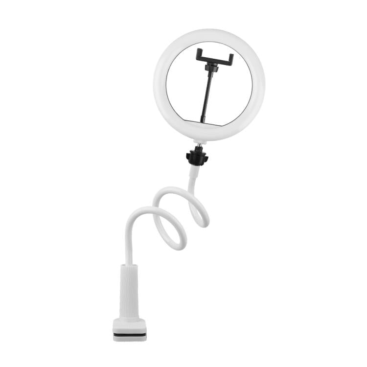 10 inch Striped Selfie Live Streaming Photography Lazy Stand LED Ring Fill Light Set(White) - Ring Light by buy2fix | Online Shopping UK | buy2fix