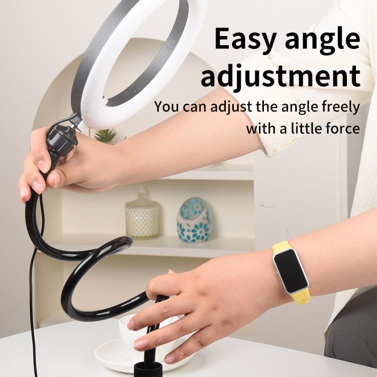 10 inch Striped Selfie Live Streaming Photography Lazy Stand LED Ring Fill Light Set(Black) - Ring Light by buy2fix | Online Shopping UK | buy2fix