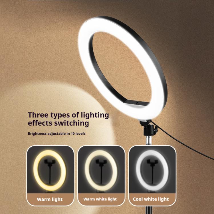 10 inch Striped Selfie Live Streaming Photography Lazy Stand LED Ring Fill Light Set(Black) - Ring Light by buy2fix | Online Shopping UK | buy2fix