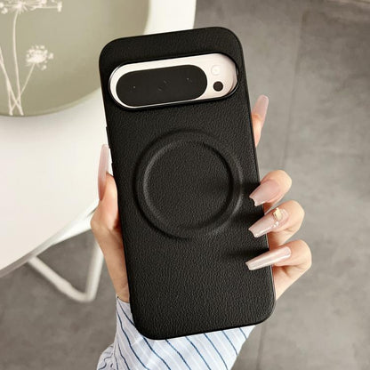 For Google Pixel 10 / 10 Pro Magsafe Magnetic Plain Leather Phone Case(Black) - Google Cases by buy2fix | Online Shopping UK | buy2fix