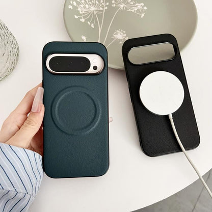 For Google Pixel 10 / 10 Pro Magsafe Magnetic Plain Leather Phone Case(Black) - Google Cases by buy2fix | Online Shopping UK | buy2fix