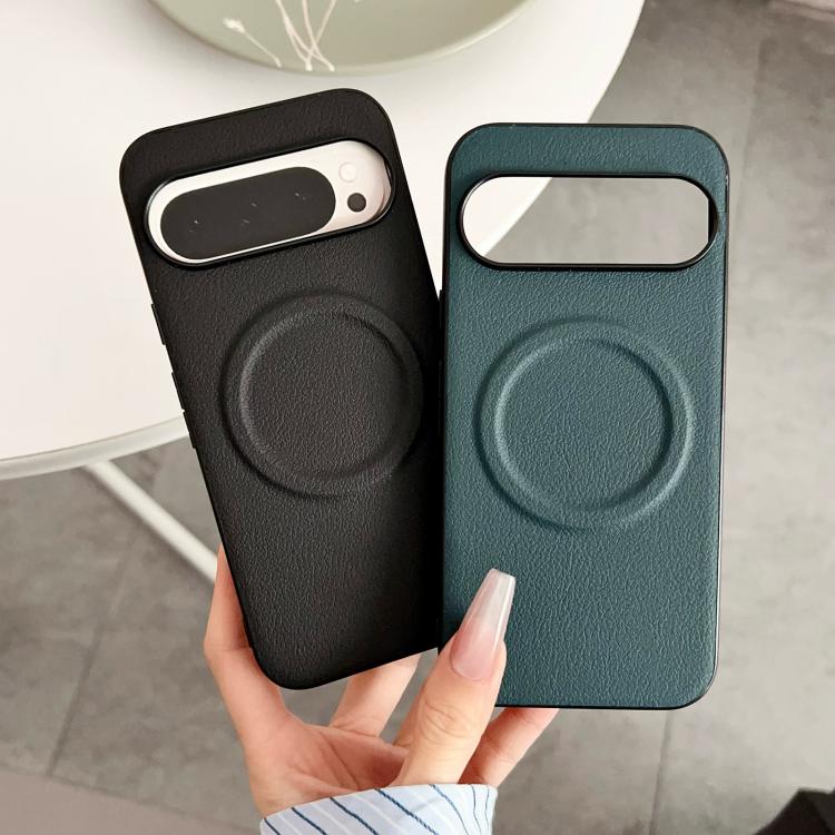For Google Pixel 10 / 10 Pro Magsafe Magnetic Plain Leather Phone Case(Dark Green) - Google Cases by buy2fix | Online Shopping UK | buy2fix