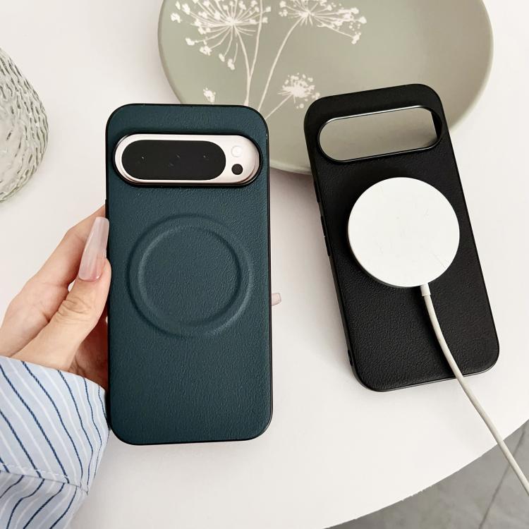 For Google Pixel 10 / 10 Pro Magsafe Magnetic Plain Leather Phone Case(Dark Green) - Google Cases by buy2fix | Online Shopping UK | buy2fix
