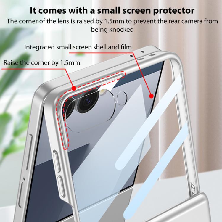 For Samsung Galaxy Z Flip7 5G GKK Integrated Magnetic Folding Hinge Full Coverage Phone Case with Rotating Bracket(Silver) - Galaxy Z Flip7 5G Cases by GKK | Online Shopping UK | buy2fix