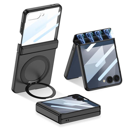 For Samsung Galaxy Z Flip7 5G GKK Integrated Magnetic Folding Hinge Full Coverage Phone Case with Rotating Bracket(Black) - Galaxy Z Flip7 5G Cases by GKK | Online Shopping UK | buy2fix