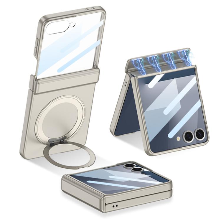For Samsung Galaxy Z Flip7 5G GKK Integrated Magnetic Folding Hinge Full Coverage Phone Case with Rotating Bracket(Titanium Gray) - Galaxy Z Flip7 5G Cases by GKK | Online Shopping UK | buy2fix