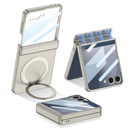For Samsung Galaxy Z Flip7 5G GKK Integrated Magnetic Folding Hinge Full Coverage Phone Case with Rotating Bracket(Titanium Gray) - Galaxy Z Flip7 5G Cases by GKK | Online Shopping UK | buy2fix