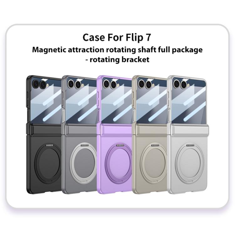 For Samsung Galaxy Z Flip7 5G GKK Integrated Magnetic Folding Hinge Full Coverage Phone Case with Rotating Bracket(Titanium Gray) - Galaxy Z Flip7 5G Cases by GKK | Online Shopping UK | buy2fix
