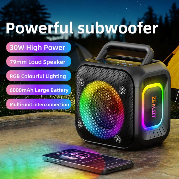 Zealot PT01 30W Portable Outdoor IPX6 RGB Stereo Bluetooth Speaker(Blue) - Waterproof Speaker by ZEALOT | Online Shopping UK | buy2fix