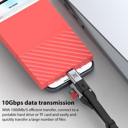 OTG Type-C to Type-C USB3.1 Gen2 High Speed Charging Cable with Card Reader, Length:20cm(Black) - Multifunctional Cable by buy2fix | Online Shopping UK | buy2fix