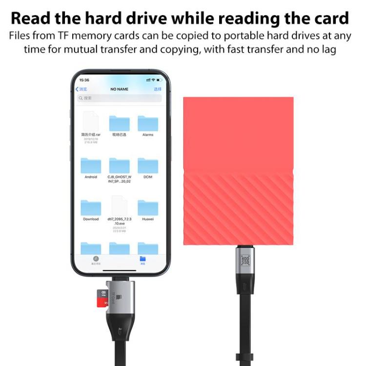 OTG Type-C to Type-C USB3.1 Gen2 High Speed Charging Cable with Card Reader, Length:20cm(Black) - Multifunctional Cable by buy2fix | Online Shopping UK | buy2fix