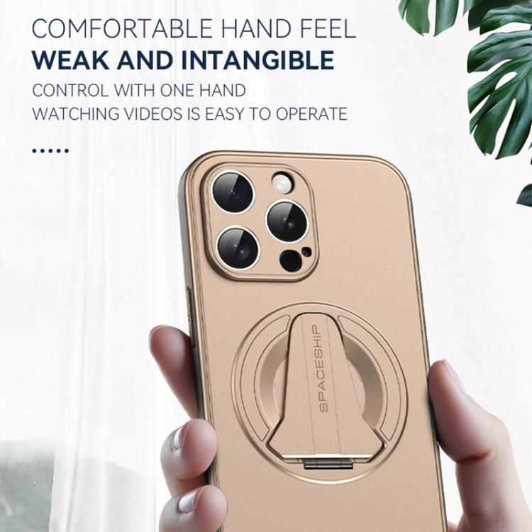 For iPhone 17 Pro Spaceship MagSafe Folding Holder Phone Case(Desert Gold) - iPhone 17 Pro Cases by buy2fix | Online Shopping UK | buy2fix