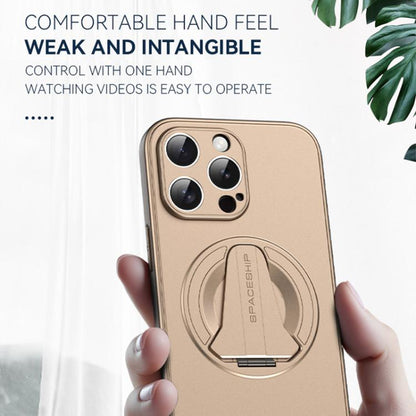 For iPhone 17 Pro Spaceship MagSafe Folding Holder Phone Case(Desert Gold) - iPhone 17 Pro Cases by buy2fix | Online Shopping UK | buy2fix