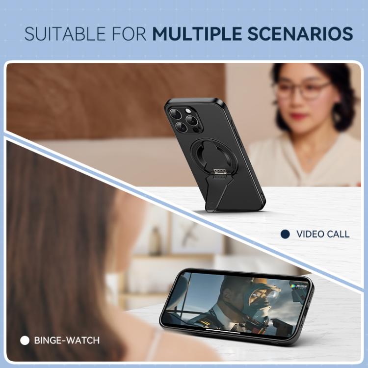 For iPhone Air Spaceship MagSafe Folding Holder Phone Case(Black) - iPhone Air Cases by buy2fix | Online Shopping UK | buy2fix