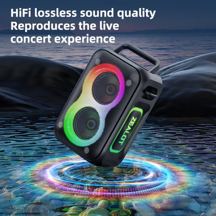 Zealot PT02 60W Portable Outdoor RGB Colorful Light Stereo Bluetooth Speaker(Blue) - Waterproof Speaker by ZEALOT | Online Shopping UK | buy2fix