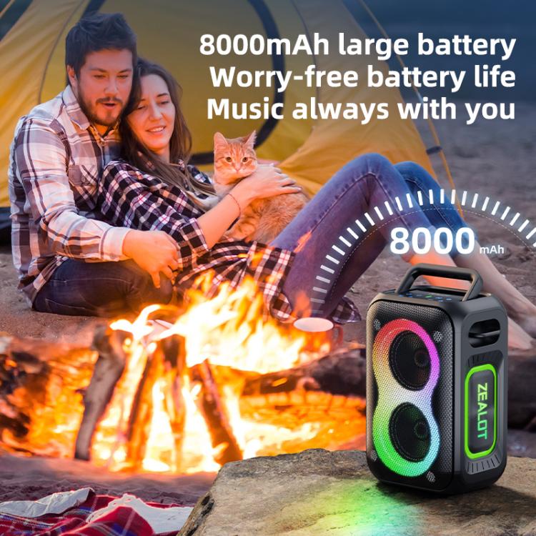 Zealot PT02 60W Portable Outdoor RGB Colorful Light Stereo Bluetooth Speaker(Green) - Waterproof Speaker by ZEALOT | Online Shopping UK | buy2fix