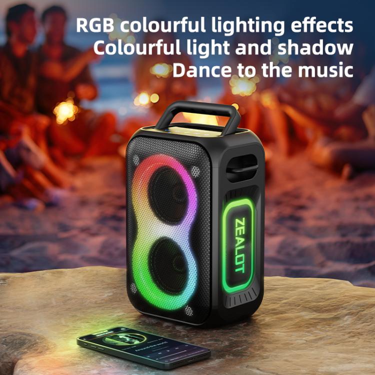 Zealot PT02 60W Portable Outdoor RGB Colorful Light Stereo Bluetooth Speaker(Green) - Waterproof Speaker by ZEALOT | Online Shopping UK | buy2fix