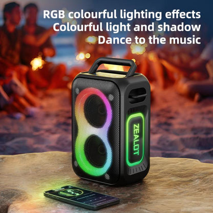 Zealot PT02 60W Portable Outdoor RGB Colorful Light Stereo Bluetooth Speaker(Green) - Waterproof Speaker by ZEALOT | Online Shopping UK | buy2fix