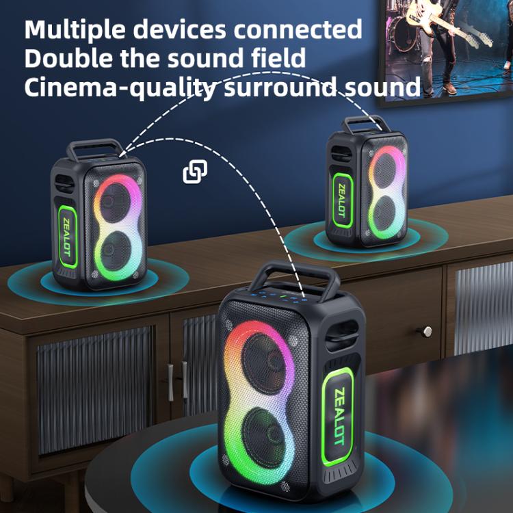 Zealot PT02 60W Portable Outdoor RGB Colorful Light Stereo Bluetooth Speaker(Green) - Waterproof Speaker by ZEALOT | Online Shopping UK | buy2fix