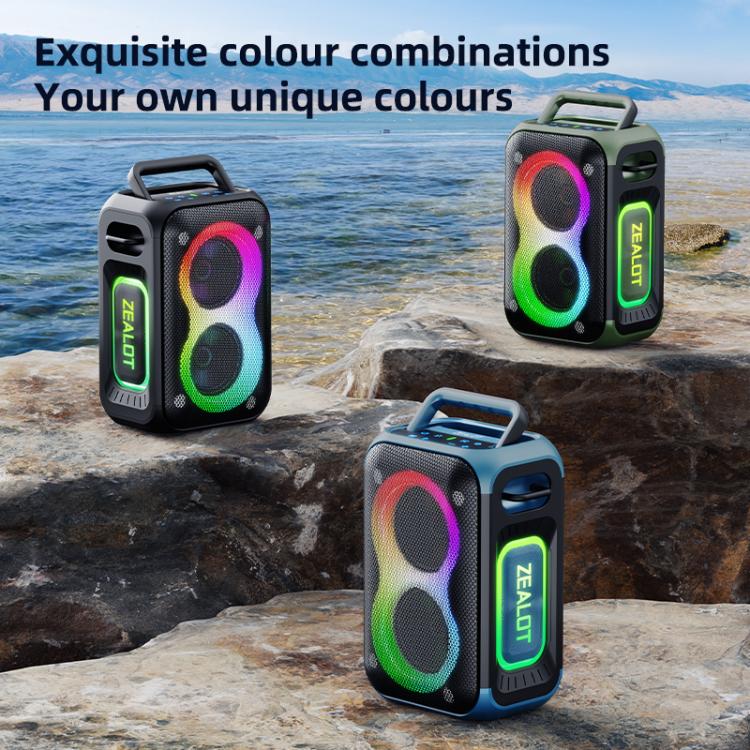 Zealot PT02 60W Portable Outdoor RGB Colorful Light Stereo Bluetooth Speaker(Green) - Waterproof Speaker by ZEALOT | Online Shopping UK | buy2fix