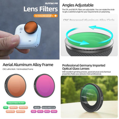 For Insta360 GO Ultra Sunnylife Camera Lens Filter, Filter:4 in 1 NDPL - Len Accessories by Sunnylife | Online Shopping UK | buy2fix
