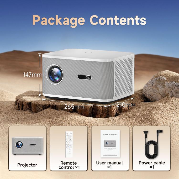 WOWOTO WWT-BL06E Android 9.0 4.45 inch LCD Display 1920x1080P 1000ANSI Smart Projector(EU Plug) - LED Projector by WOWOTO | Online Shopping UK | buy2fix