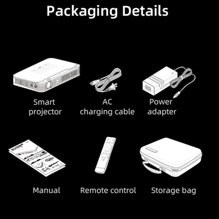 WOWOTO WWT-T10 Android 9.0 DLP 1920x1080P HD 350-400ANSI Smart Projector(UK Plug) - LED Projector by WOWOTO | Online Shopping UK | buy2fix