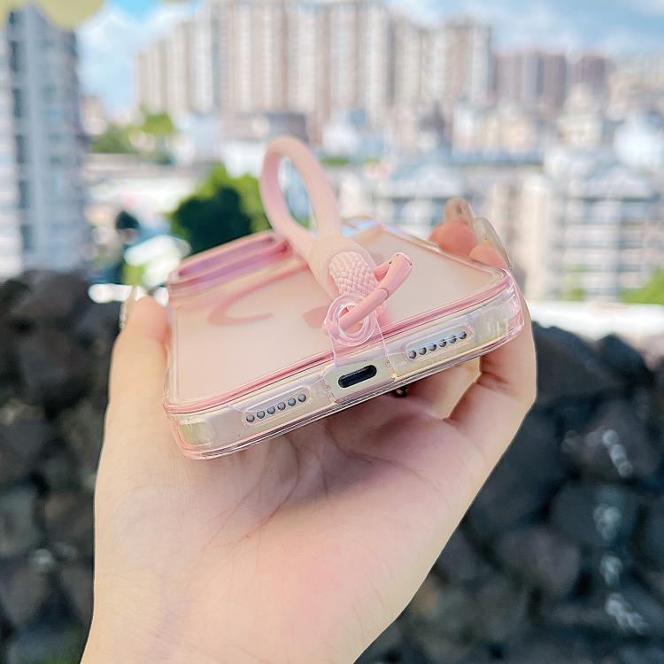 For iPhone 17 Pro Max Gradient Discolor MagSafe Phone Case with Holder / Wrist Strap(White) - iPhone 17 Pro Max Cases by buy2fix | Online Shopping UK | buy2fix