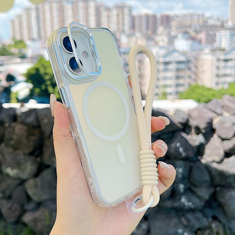 For iPhone 17 Gradient Discolor MagSafe Phone Case with Holder / Wrist Strap(White) - iPhone 17 Cases by buy2fix | Online Shopping UK | buy2fix