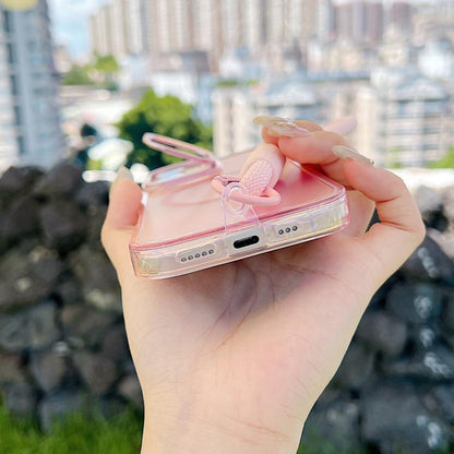 For iPhone 17 Gradient Discolor MagSafe Phone Case with Holder / Wrist Strap(Blue) - iPhone 17 Cases by buy2fix | Online Shopping UK | buy2fix