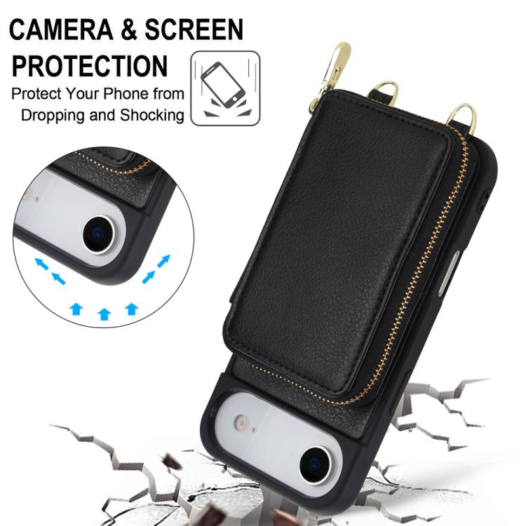 For iPhone Air Crossbody Zipper RFID Card Bag Phone Case(Black) - iPhone Air Cases by buy2fix | Online Shopping UK | buy2fix