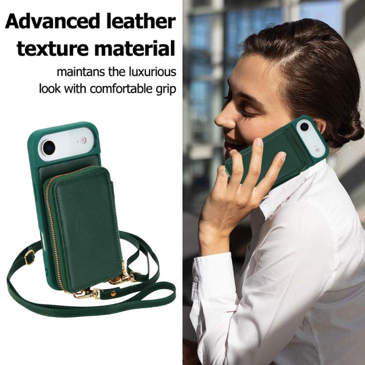 For iPhone Air Crossbody Zipper RFID Card Bag Phone Case(Green) - iPhone Air Cases by buy2fix | Online Shopping UK | buy2fix