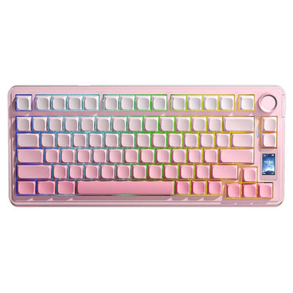 AULA S75 Pro 80 Keys wired/2.4G/Bluetooth Three Model Customizable Gradient Mechanical Keyboard(Side Engraving Pink) - Wireless Keyboard by AULA | Online Shopping UK | buy2fix