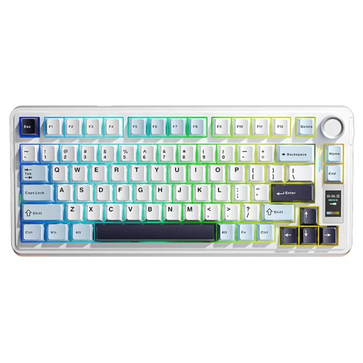 AULA S75 Pro 80 Keys wired/2.4G/Bluetooth Three Model Customizable Gradient Mechanical Keyboard(Light Blue+White+Black Purple) - Wireless Keyboard by AULA | Online Shopping UK | buy2fix