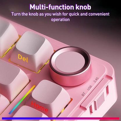 AULA S75 Pro 80 Keys wired/2.4G/Bluetooth Three Model Customizable Gradient Mechanical Keyboard(Side Engraving Pink) - Wireless Keyboard by AULA | Online Shopping UK | buy2fix