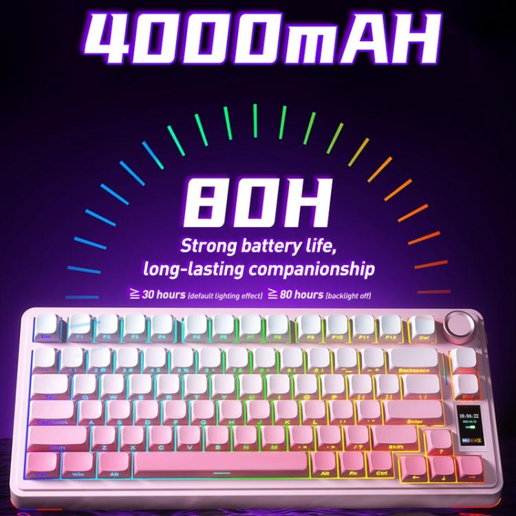 AULA S75 Pro 80 Keys wired/2.4G/Bluetooth Three Model Customizable Gradient Mechanical Keyboard(Gray+Black+Pink) - Wireless Keyboard by AULA | Online Shopping UK | buy2fix