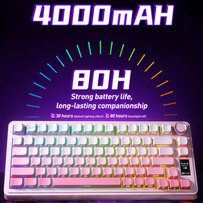 AULA S75 Pro 80 Keys wired/2.4G/Bluetooth Three Model Customizable Gradient Mechanical Keyboard(Gray+Black+Pink) - Wireless Keyboard by AULA | Online Shopping UK | buy2fix