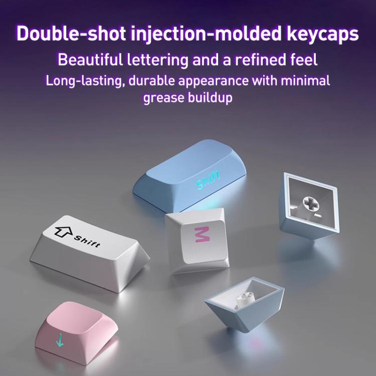 AULA S75 Pro 80 Keys wired/2.4G/Bluetooth Three Model Customizable Gradient Mechanical Keyboard(Light Blue+White+Black Purple) - Wireless Keyboard by AULA | Online Shopping UK | buy2fix