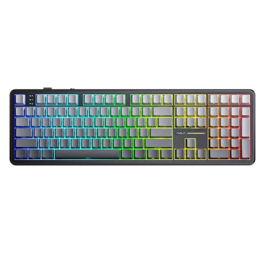 AULA F108 108 Keys Wired/2.4G/Bluetooth Three Model Customizable RGB Gaming Mechanical Keyboard(Gradient Gray Wind Spirit Axis) - Wireless Keyboard by AULA | Online Shopping UK | buy2fix