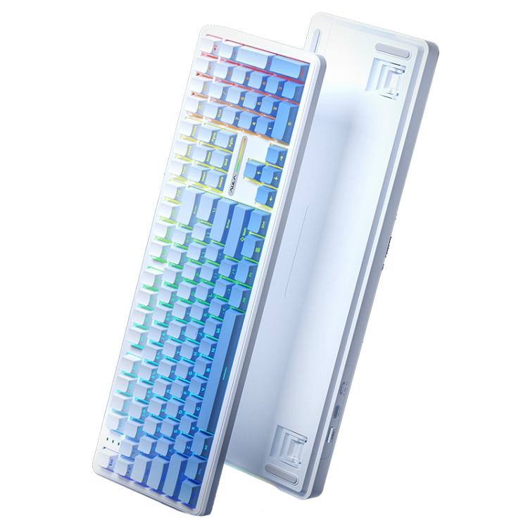 AULA F108 108 Keys Wired/2.4G/Bluetooth Three Model Customizable RGB Gaming Mechanical Keyboard(Gradient Blue Wind Axis) - Wireless Keyboard by AULA | Online Shopping UK | buy2fix