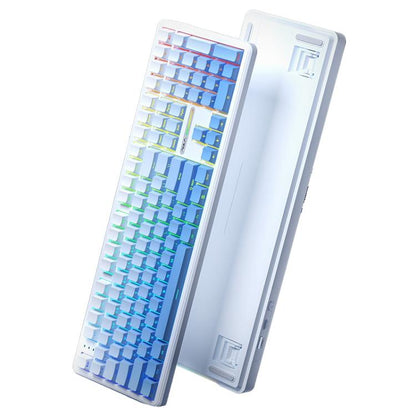 AULA F108 108 Keys Wired/2.4G/Bluetooth Three Model Customizable RGB Gaming Mechanical Keyboard(Gradient Blue Wind Axis) - Wireless Keyboard by AULA | Online Shopping UK | buy2fix