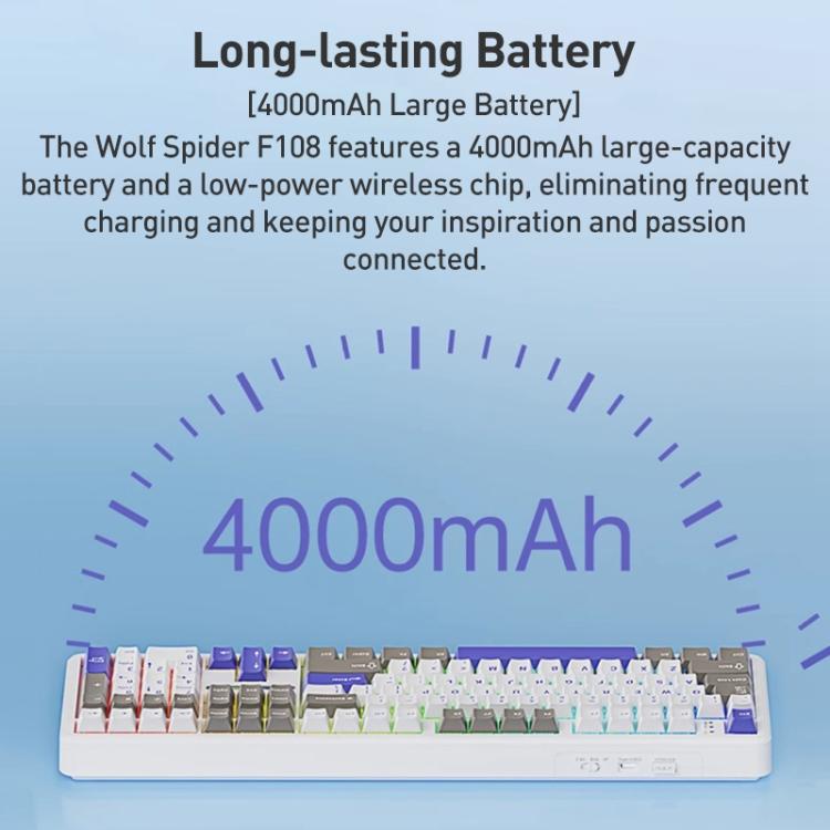 AULA F108 108 Keys Wired/2.4G/Bluetooth Three Model Customizable RGB Gaming Mechanical Keyboard(Gradient Blue Wind Axis) - Wireless Keyboard by AULA | Online Shopping UK | buy2fix