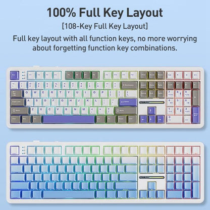 AULA F108 108 Keys Wired/2.4G/Bluetooth Three Model Customizable RGB Gaming Mechanical Keyboard(Gradient Gray Wind Spirit Axis) - Wireless Keyboard by AULA | Online Shopping UK | buy2fix