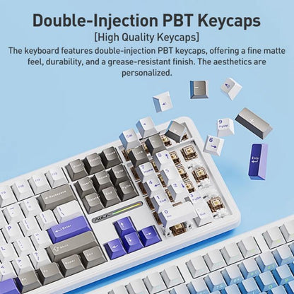 AULA F108 108 Keys Wired/2.4G/Bluetooth Three Model Customizable RGB Gaming Mechanical Keyboard(Gradient Gray Wind Spirit Axis) - Wireless Keyboard by AULA | Online Shopping UK | buy2fix